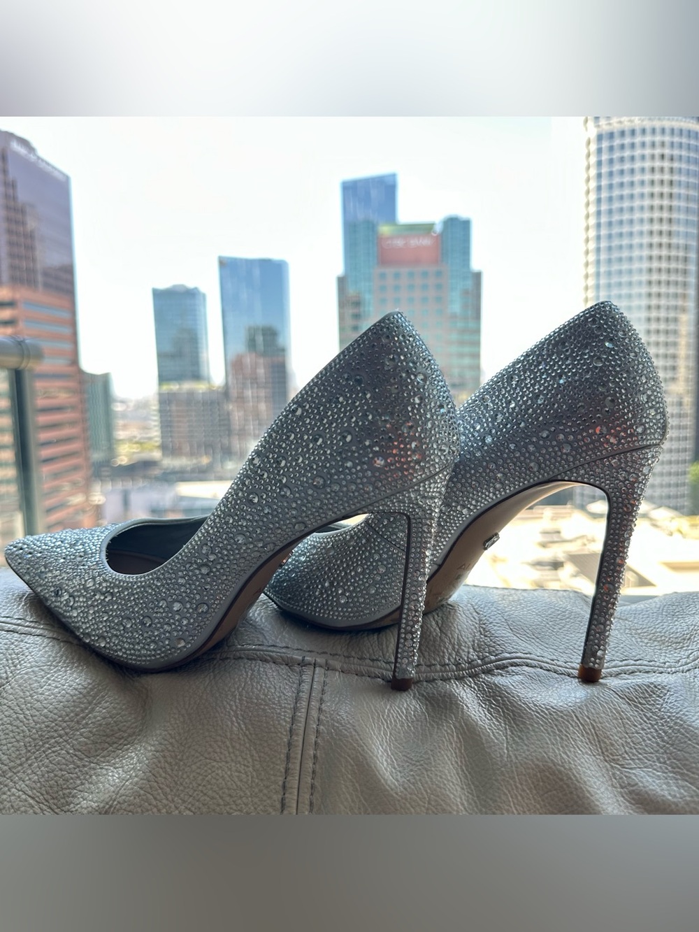 Aldo Silver Rhinestone Stiletto Heels Size 9